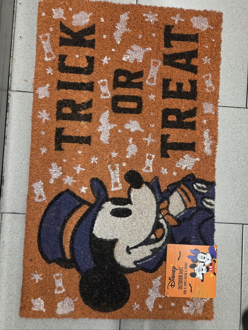 Disney Halloween Mickey Coir Outdoor Doormat in Orange, Purple, Black